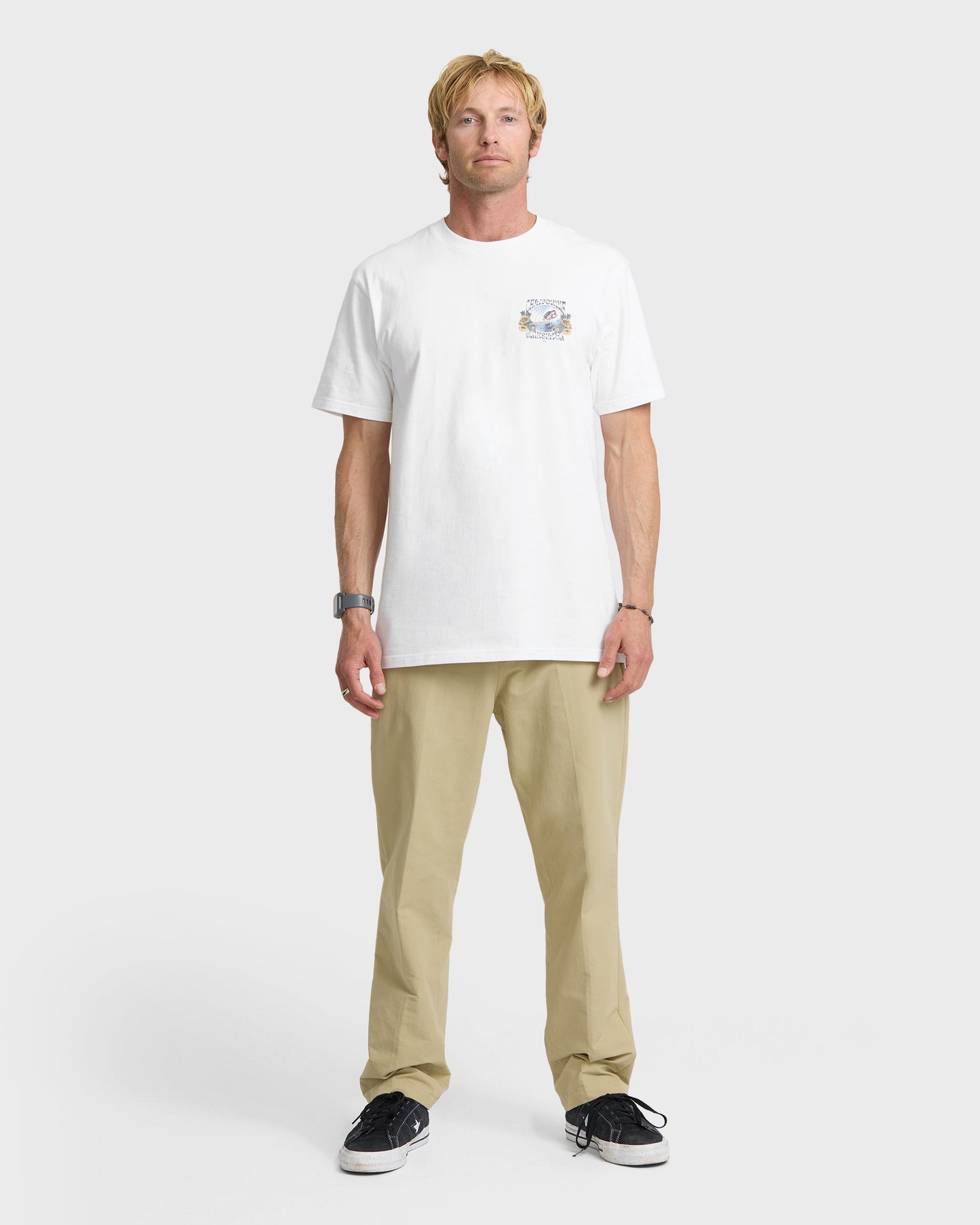 Grateful Cali Classic Short Sleeve Knit T-Shirt - White