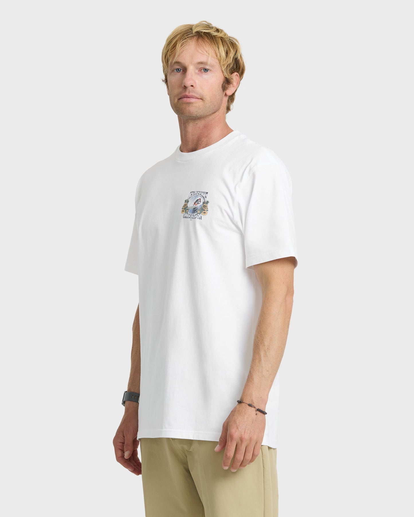 Grateful Cali Classic Short Sleeve Knit T-Shirt - White