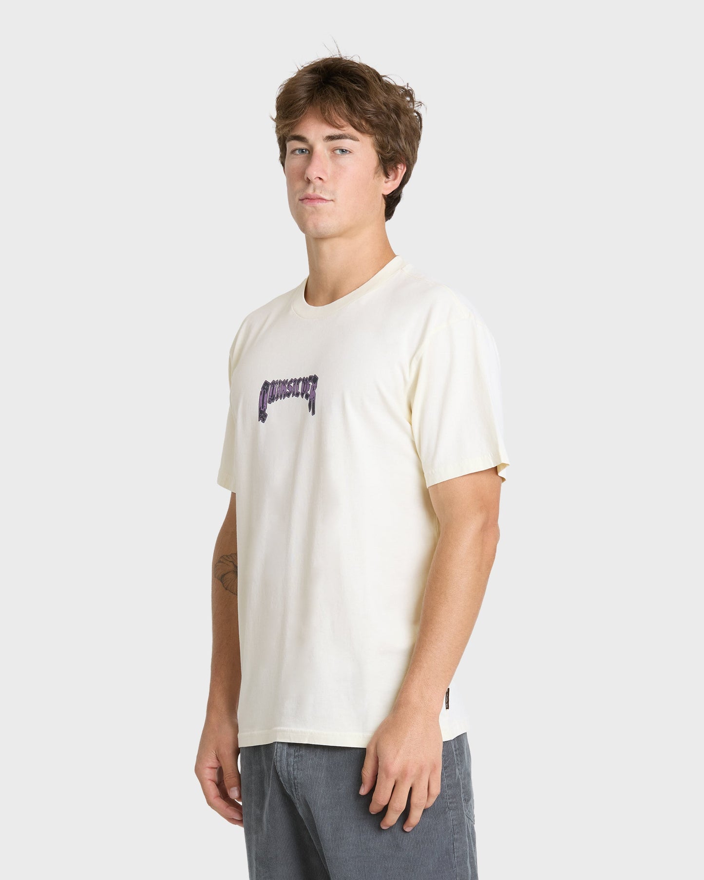 Unlocked Pigment Dye Short Sleeve Knit T-Shirt - Silver Birch