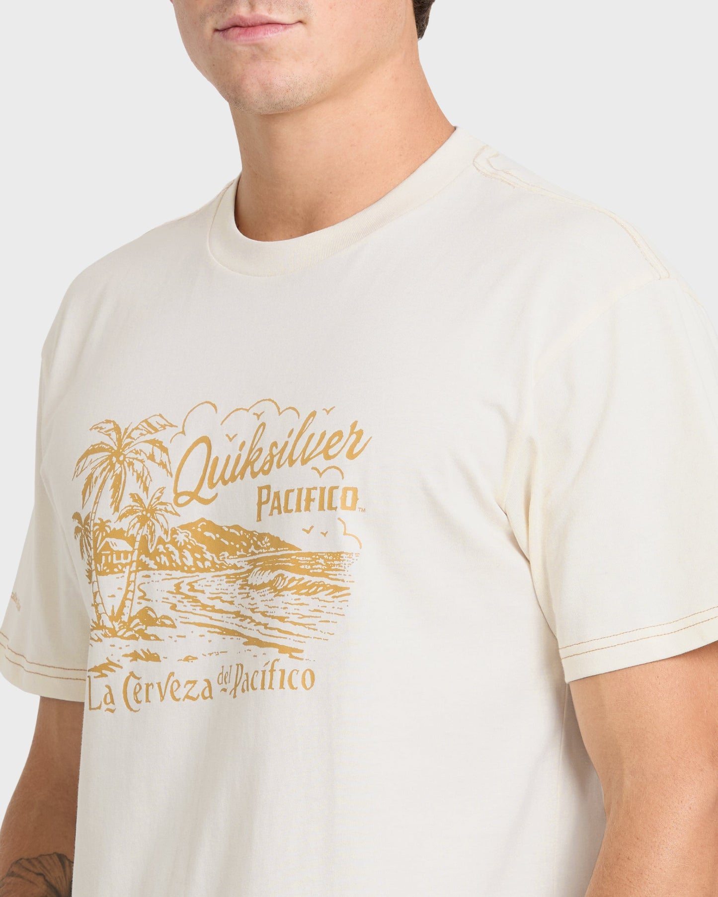 Pacifico Coastal Paradise Short Sleeve Cotton T-Shirt - Tofu