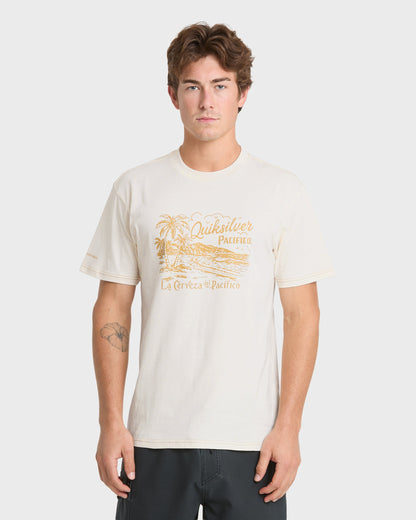 Pacifico Coastal Paradise Short Sleeve Cotton T-Shirt - Tofu