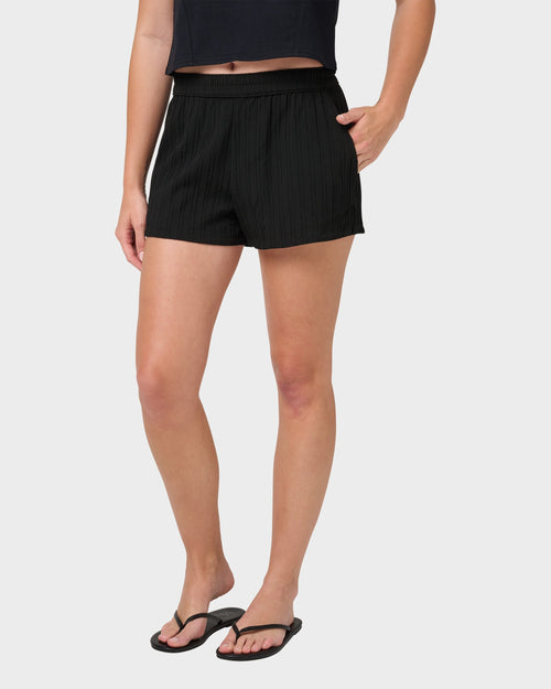 Barbados Solid Textured Elastic Waist Short