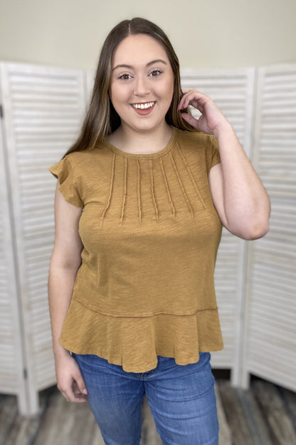 My Personality Women's Textured Ruffle Short Sleeve Top