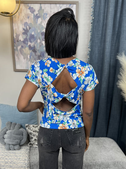 Floral Elegance Women's Slim-Fit Classic Short Sleeve Top