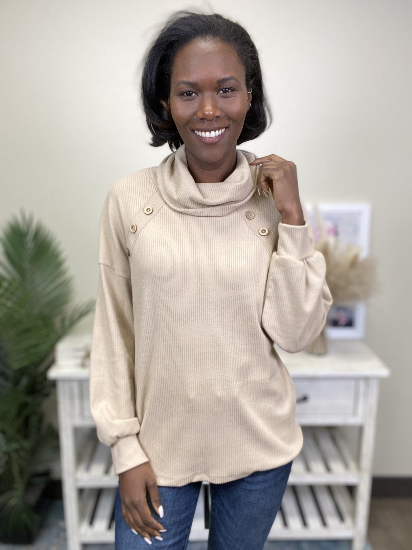 Showing Gratitude Women's Turtle Neck Ribbed Sweater