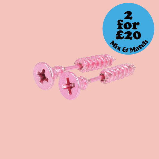 Pink Screw Earrings
