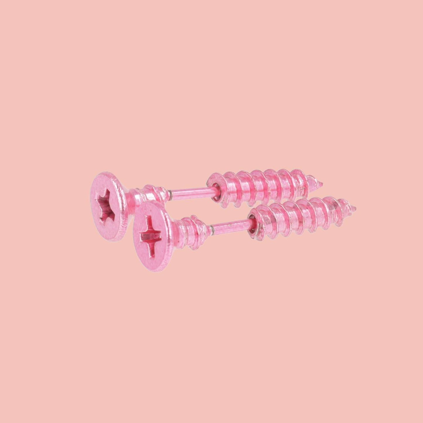 Pink Screw Earrings
