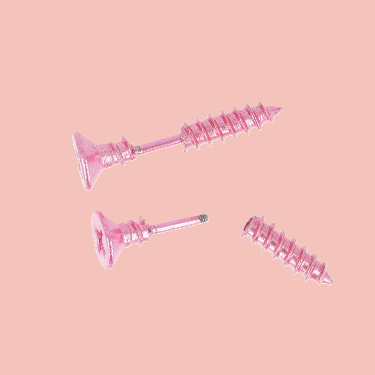 Pink Screw Earrings