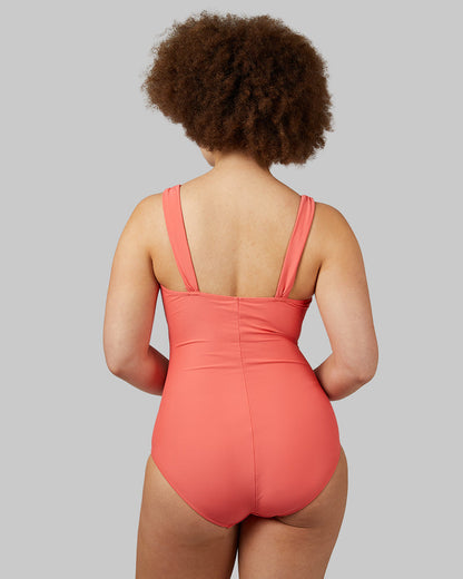 WOMEN'S RUCHED PLUNGE ONE PIECE SWIMSUIT