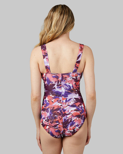 WOMEN'S RUCHED PLUNGE ONE PIECE SWIMSUIT