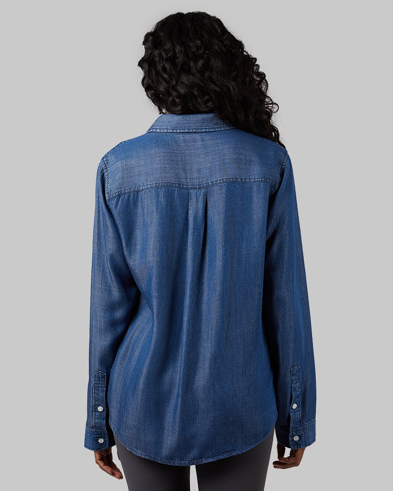 WOMEN'S CHAMBRAY LONG SLEEVE BUTTON-UP