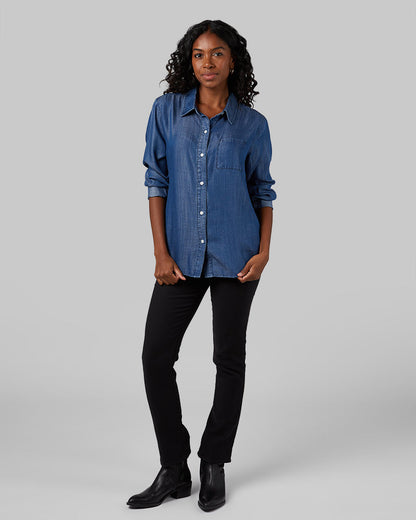 WOMEN'S CHAMBRAY LONG SLEEVE BUTTON-UP