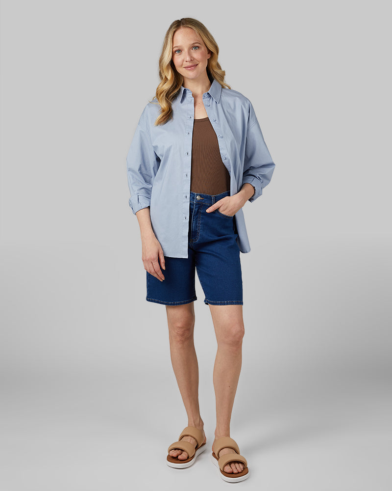 WOMEN'S OVERSIZED COTTON LONG SLEEVE BUTTON-UP