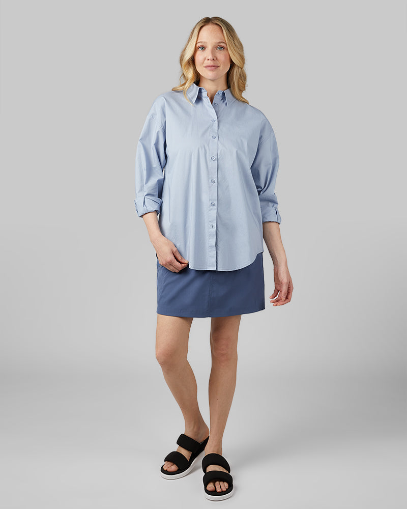 WOMEN'S OVERSIZED COTTON LONG SLEEVE BUTTON-UP