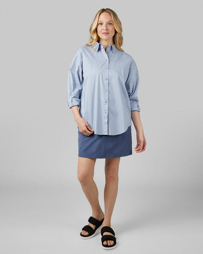 WOMEN'S OVERSIZED COTTON LONG SLEEVE BUTTON-UP
