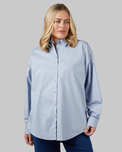 WOMEN'S OVERSIZED COTTON LONG SLEEVE BUTTON-UP