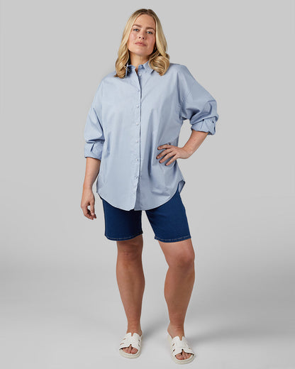 WOMEN'S OVERSIZED COTTON LONG SLEEVE BUTTON-UP