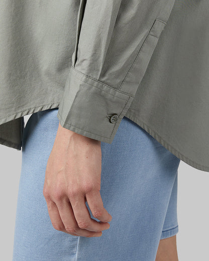 WOMEN'S OVERSIZED COTTON LONG SLEEVE BUTTON-UP