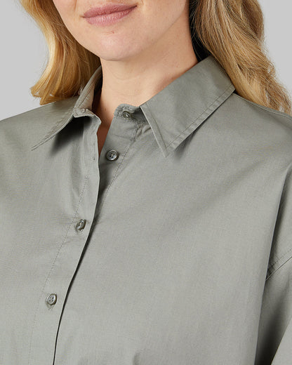 WOMEN'S OVERSIZED COTTON LONG SLEEVE BUTTON-UP