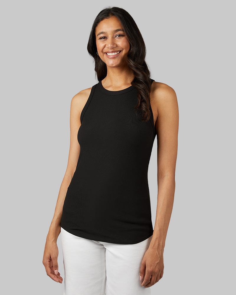 WOMEN'S SOFT RIB HIGH NECK TANK