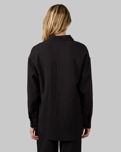 WOMEN'S SOFT GAUZE OVERSIZED LONG SLEEVE BUTTON-UP