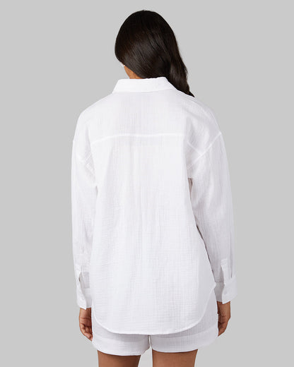 WOMEN'S SOFT GAUZE OVERSIZED LONG SLEEVE BUTTON-UP