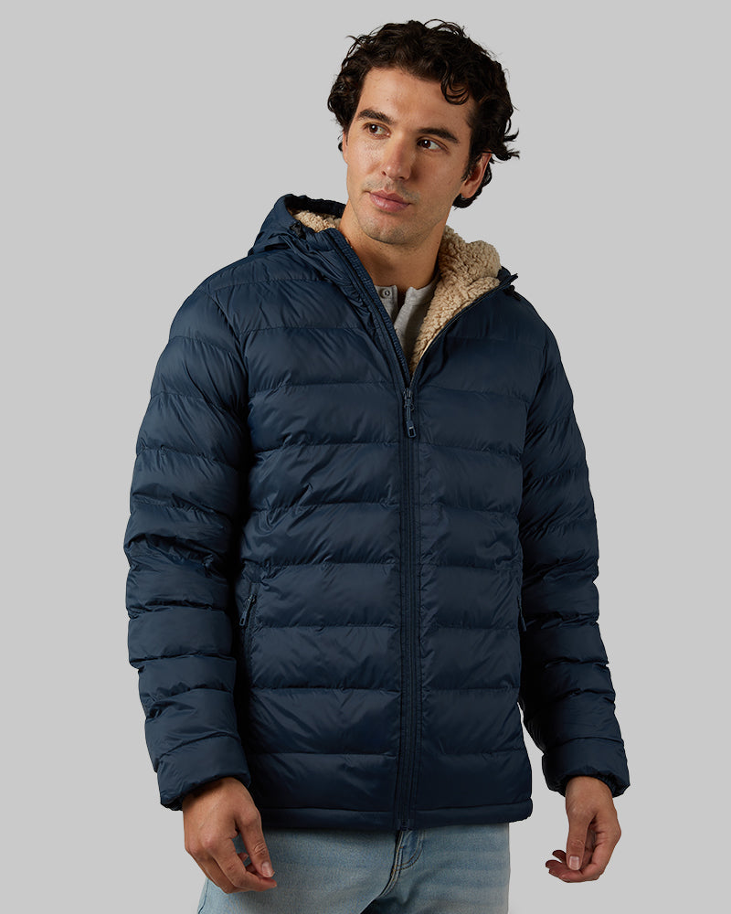 MEN'S HOODED SHERPA-LINED JACKET