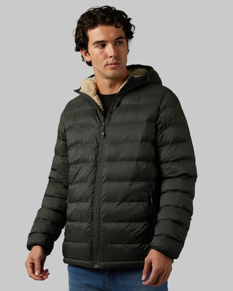 MEN'S HOODED SHERPA-LINED JACKET