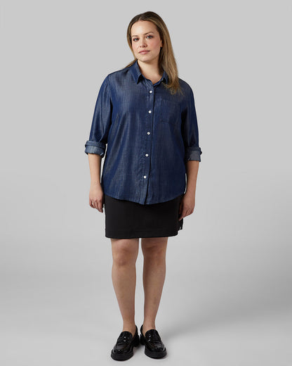 WOMEN'S CHAMBRAY LONG SLEEVE BUTTON-UP