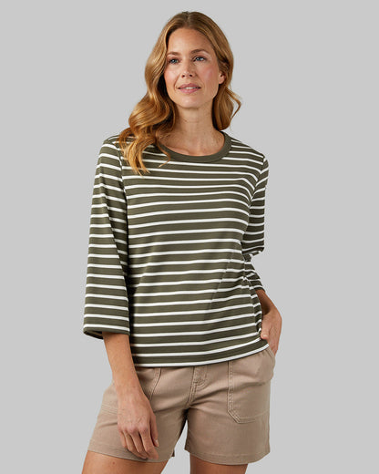 WOMEN'S LUXE KNIT 3/4 SLEEVE T-SHIRT