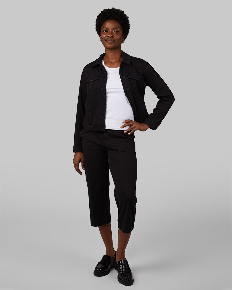 WOMEN'S MINI KNIT TWILL TRUCKER JACKET