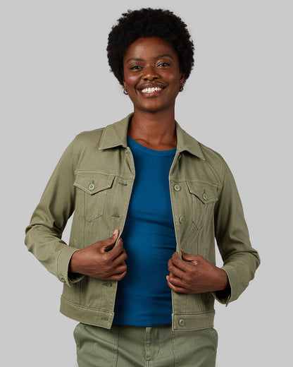 WOMEN'S MINI KNIT TWILL TRUCKER JACKET