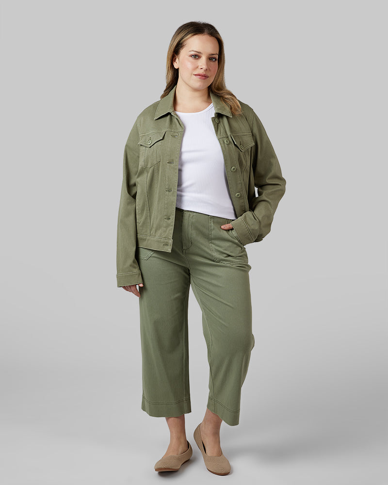 WOMEN'S MINI KNIT TWILL TRUCKER JACKET