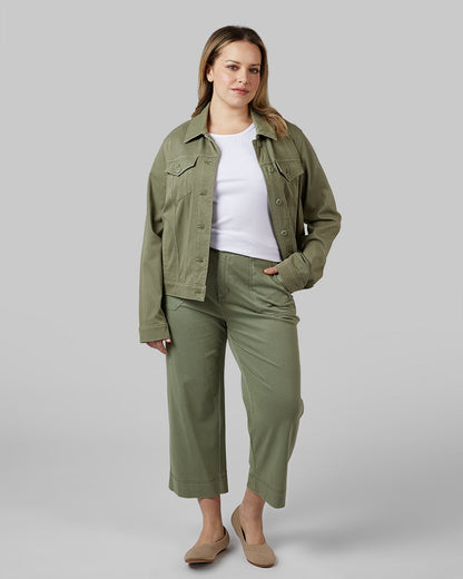 WOMEN'S MINI KNIT TWILL TRUCKER JACKET