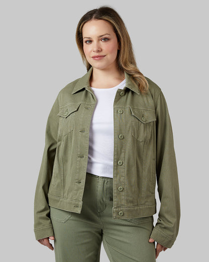 WOMEN'S MINI KNIT TWILL TRUCKER JACKET