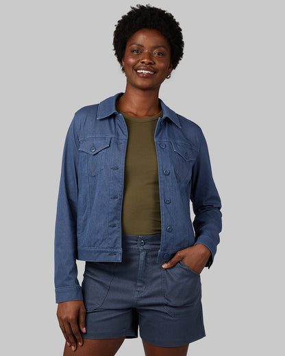 WOMEN'S MINI KNIT TWILL TRUCKER JACKET