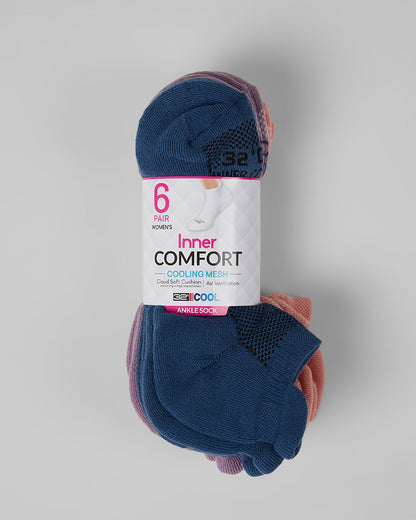 WOMEN'S 6-PACK COOL COMFORT ANKLE RUNNING SOCKS