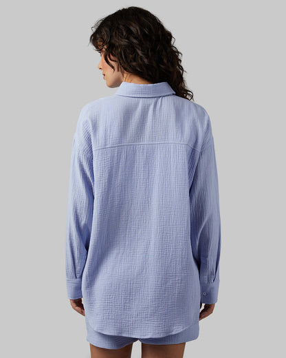 WOMEN'S SOFT GAUZE OVERSIZED LONG SLEEVE BUTTON-UP