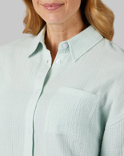 WOMEN'S SOFT GAUZE OVERSIZED LONG SLEEVE BUTTON-UP