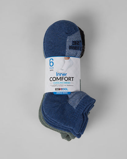 MEN'S 6-PACK COOL COMFORT ANKLE RUNNING SOCKS