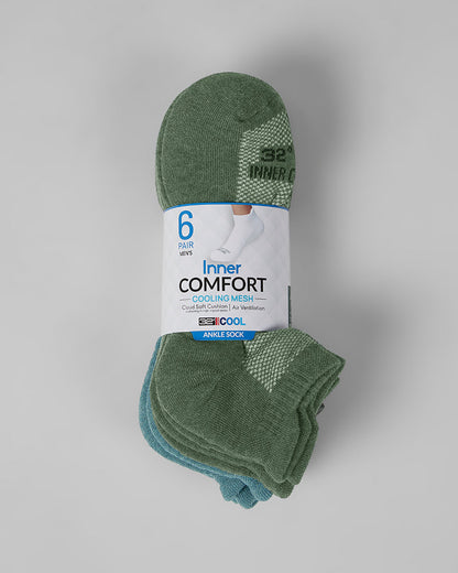 MEN'S 6-PACK COOL COMFORT ANKLE RUNNING SOCKS