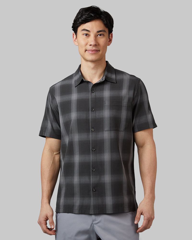 MEN'S CASUAL SHORT SLEEVE PLAID BUTTON-UP