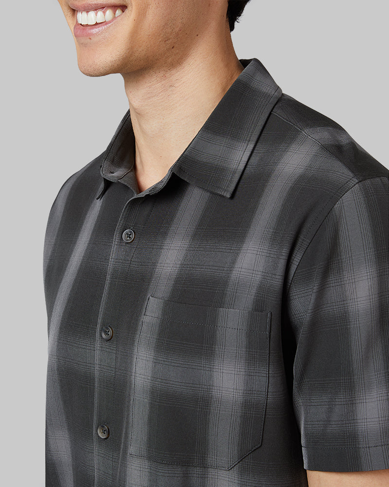 MEN'S CASUAL SHORT SLEEVE PLAID BUTTON-UP