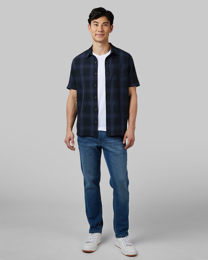 MEN'S CASUAL SHORT SLEEVE PLAID BUTTON-UP