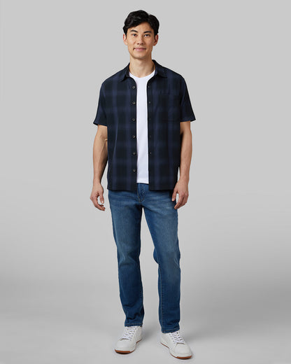 MEN'S CASUAL SHORT SLEEVE PLAID BUTTON-UP