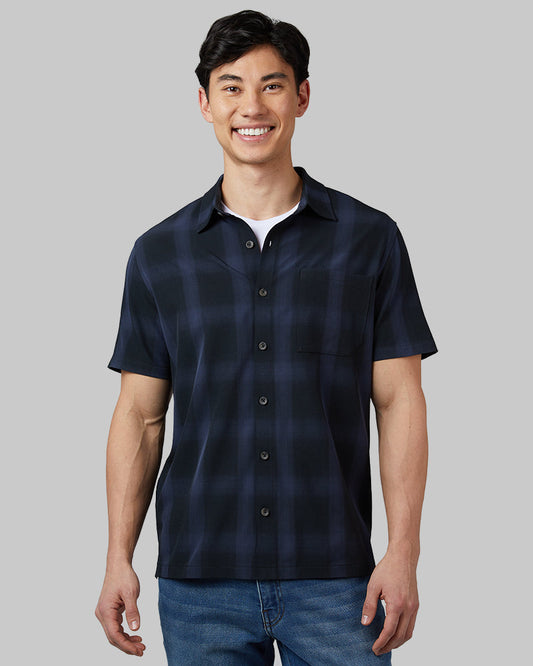 MEN'S CASUAL SHORT SLEEVE PLAID BUTTON-UP