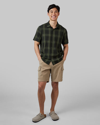MEN'S CASUAL SHORT SLEEVE PLAID BUTTON-UP