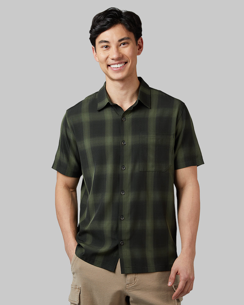 MEN'S CASUAL SHORT SLEEVE PLAID BUTTON-UP