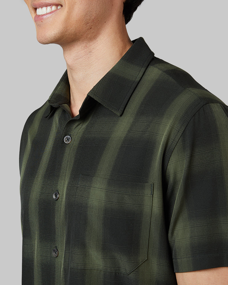 MEN'S CASUAL SHORT SLEEVE PLAID BUTTON-UP