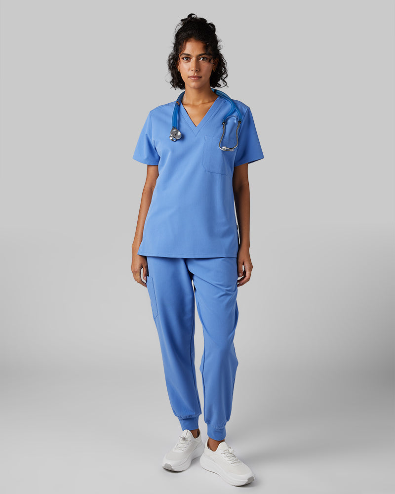WOMEN'S CHEST POCKET V-NECK SCRUB TOP